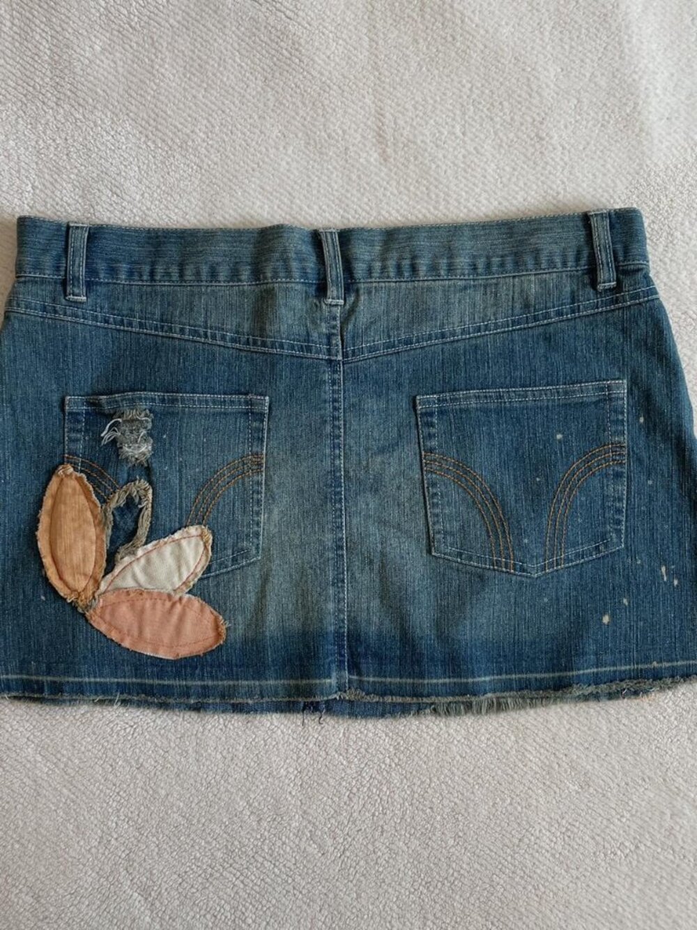 Y2K Don Ruciano Denim Patchwork Mini Skirt Casual Festival Size XL - Picture 2 of 6